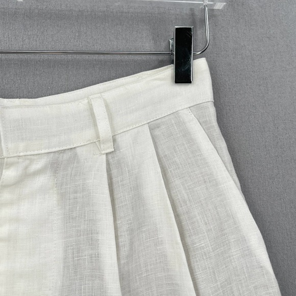 ENZA COSTA Tapered Pleated Pant Womens 25 White Linen Trouser Undyed High Waist - Picture 7 of 16